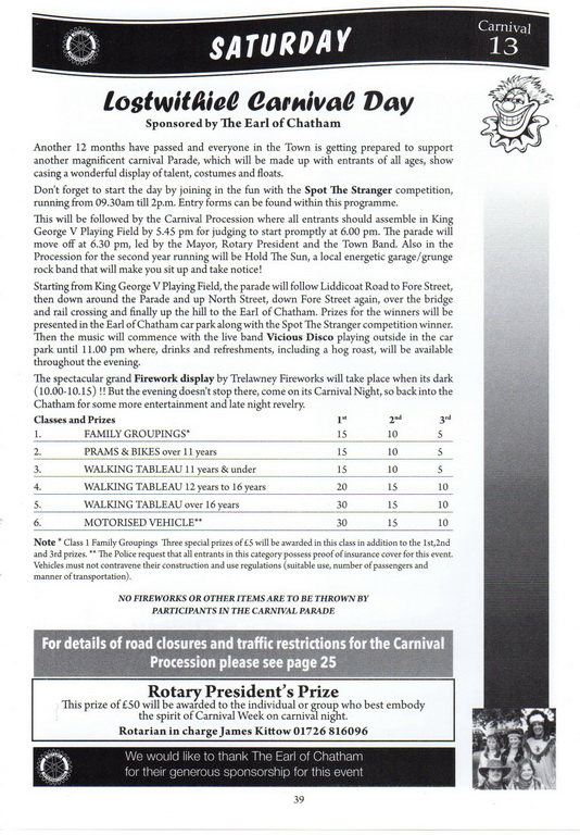 2013 Lostwithiel Carnival Programme Page 39